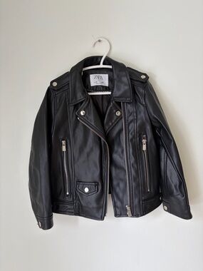 Zara Kids Faux Leather Jacket with Silver Hardware